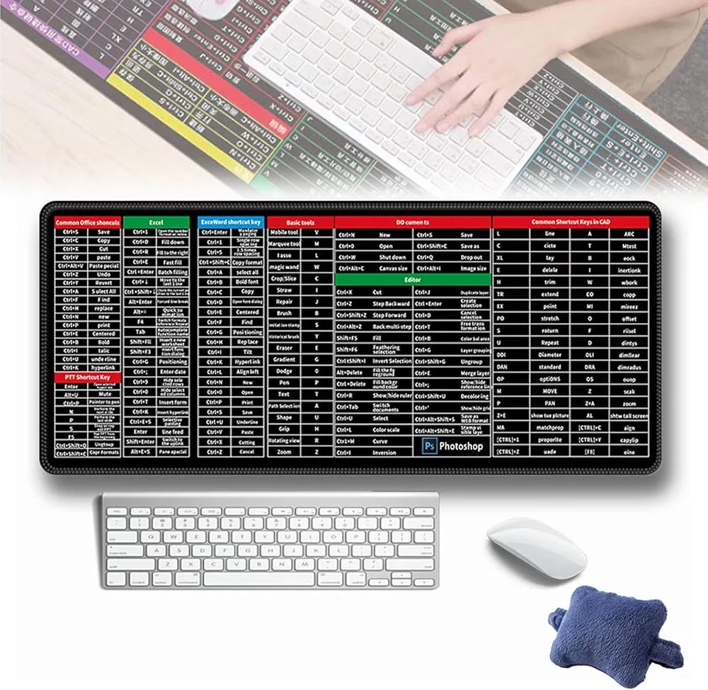 SHORTCUT KEYBOARD MAT (30*80cm) Office Software Shortcuts Pattern, Extended Computer Mouse Pad Desk Mat for Gamer, Office, Home buy online in Pakistan