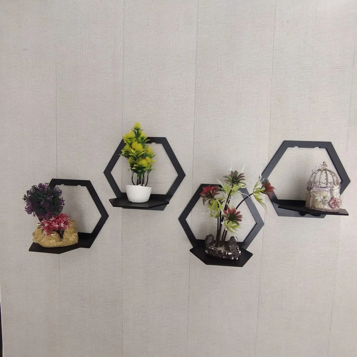 (3 pcs set ) Hexagon Shape 3D Wooden Wall Shelf | Wall Shelves for Home Decor Living Room /  for Kids Room and Girls Room and for Gift Items buy online in Pakistan