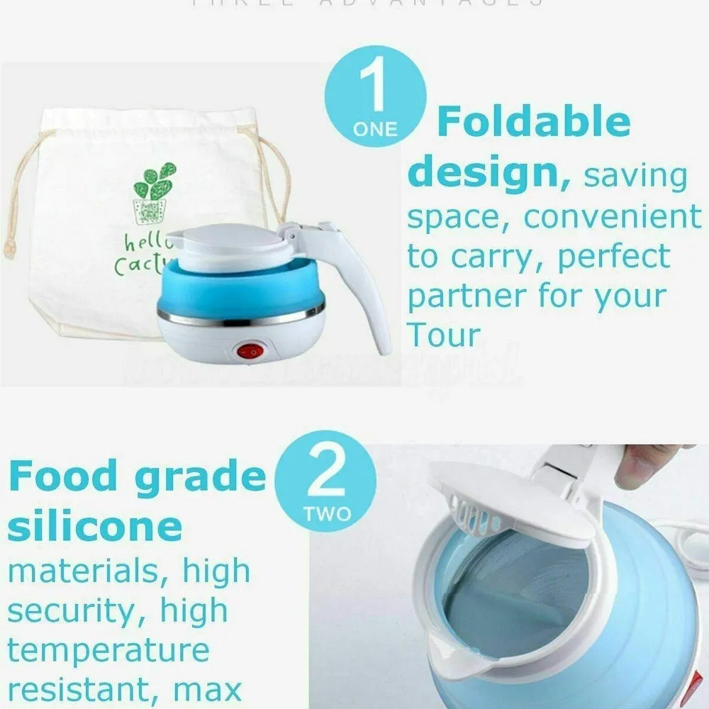 Fast Water Boiling 600 ml Portable Kettle Travel Kettle Foods Boils Quickly Silicone Small Collapsible Foldable Electric Sports Bottle ( Random Color ) buy online in Pakistan