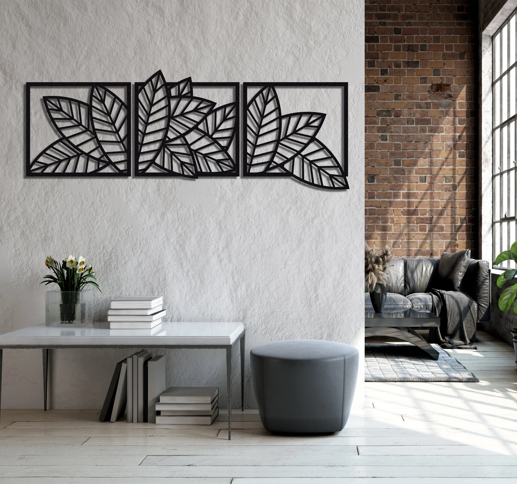 3D wooden 3 Piece Long Leaf Panels | Wall Hanging wooden Art | Wall art I Wall art for room decoration buy online in Pakistan