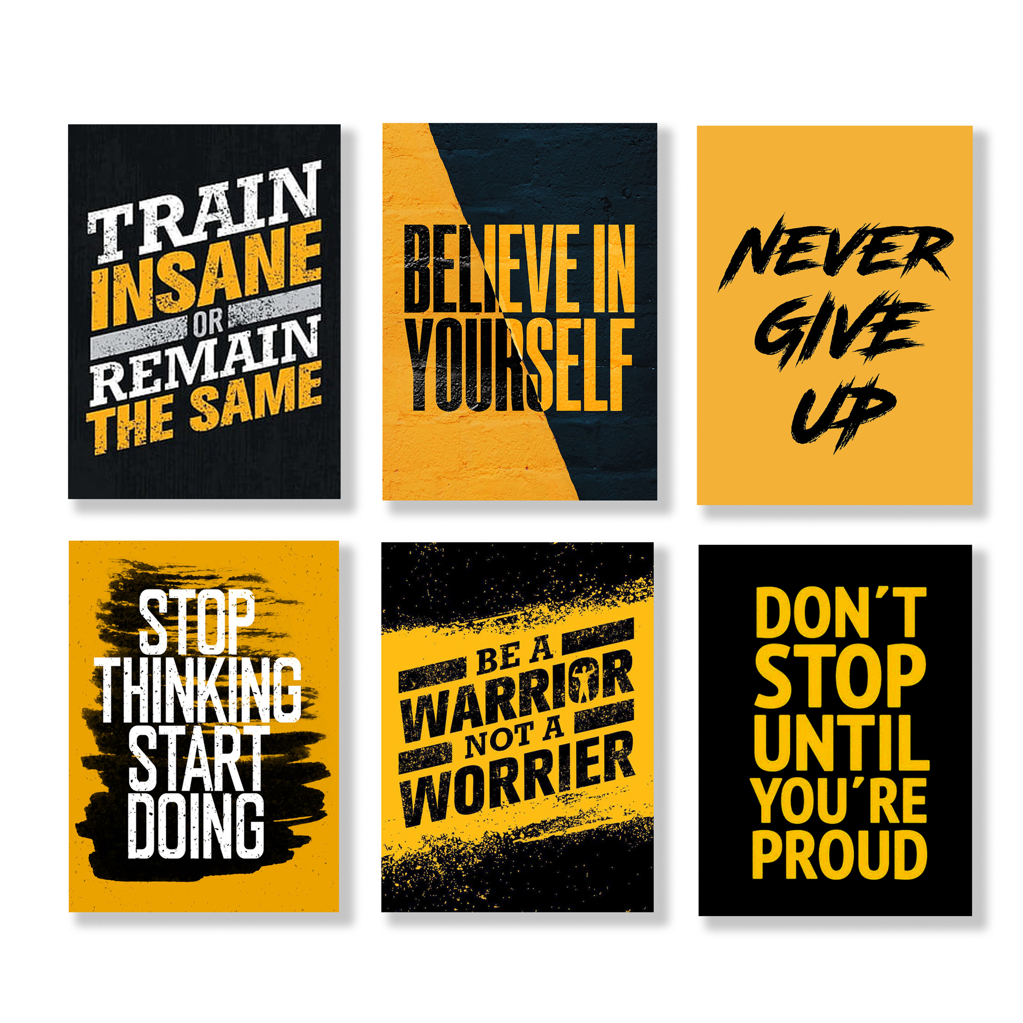 set of 6 Motivational wooden canvas frames for wall decore / sticky phototiles