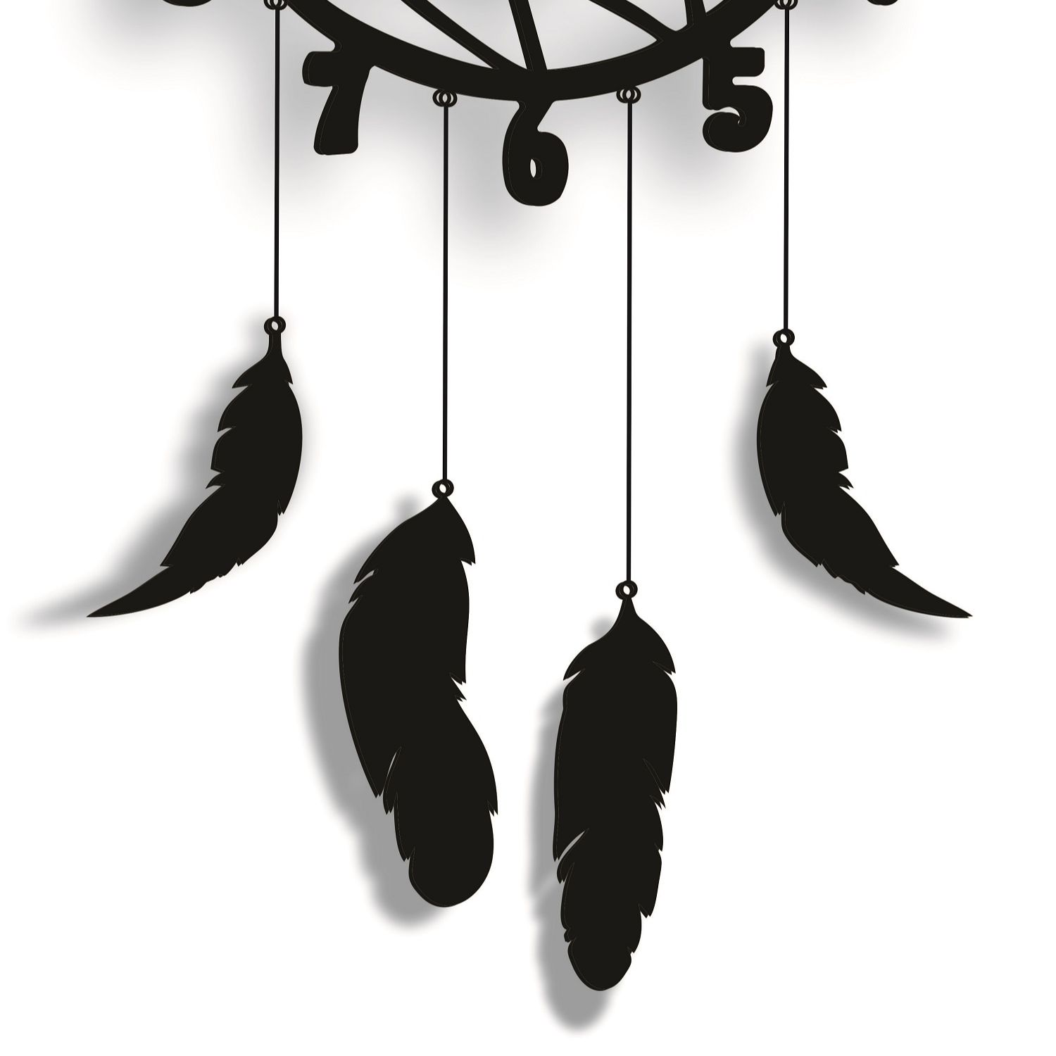 Wall Hanging Wall Clock, Wooden Feather Wall Hanging Home Decoration Dream Catcher buy online in Pakistan