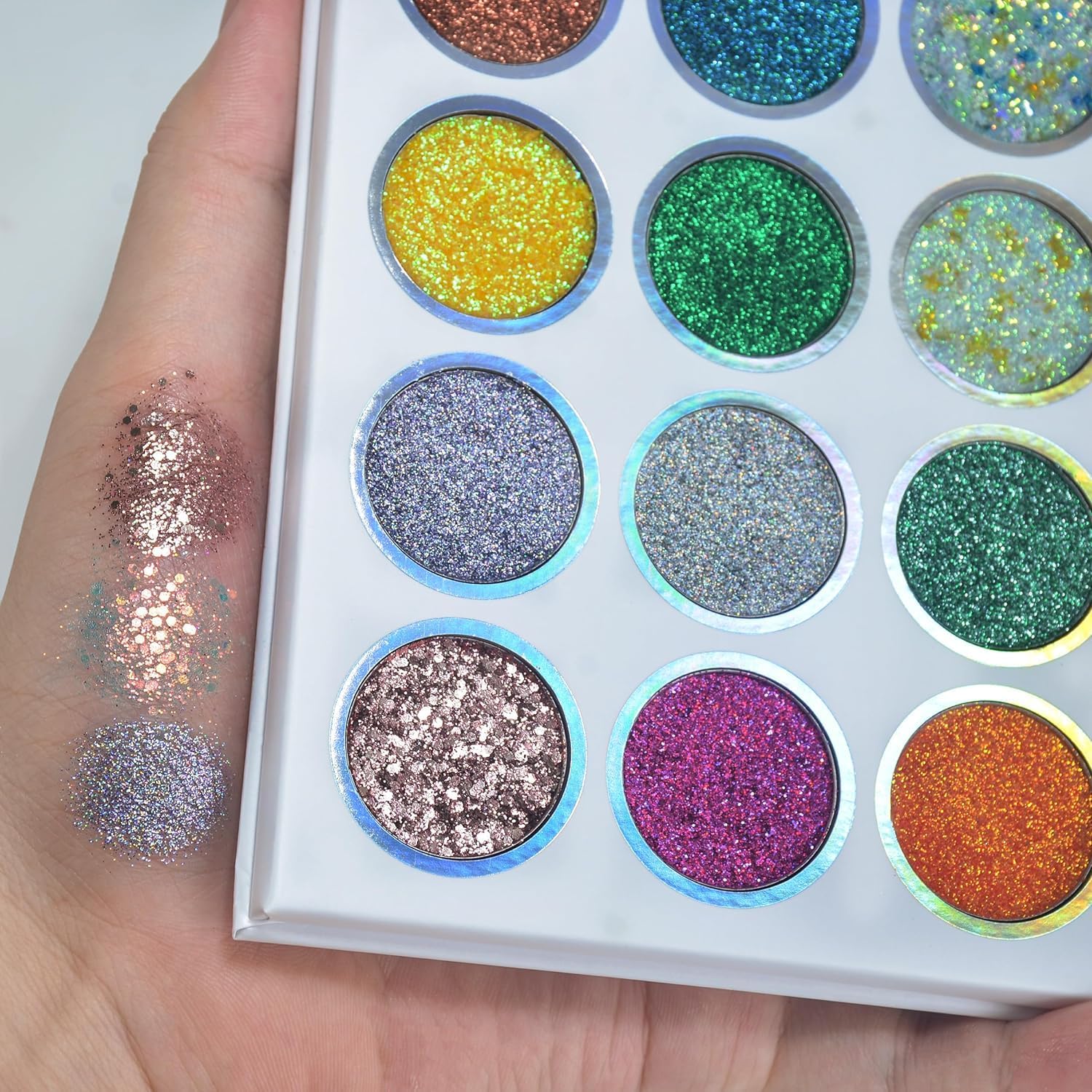 Glitter Butter Sparkle Eyeshadow Palette 9 in 1 Kit for Eye Makeup Shimmer Highlighter Metallic Eye Shadow, Rainbow Eyeshadow Pallets buy online in Pakistan