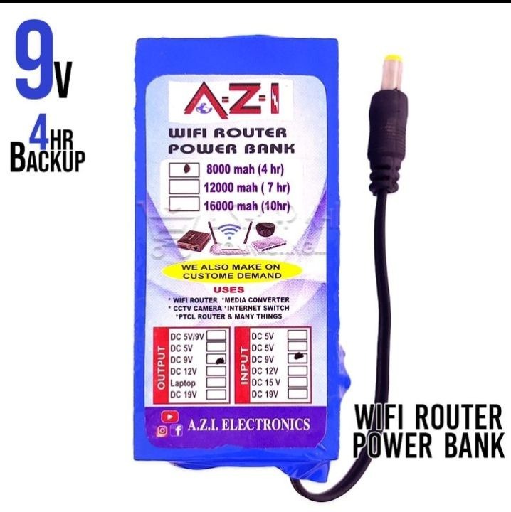 Wifi Router Power Bank 9V 8000mAh Any WiFi Router Power Bank UPS Fiber Optic Routers CCTV Camera 4 Hours Backup view 2