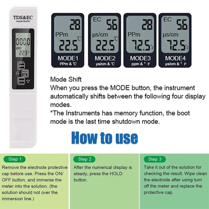 3 In 1 Digital Tds And Ec Meter Pen - Testing Device Designed For Water Analysis And Daily Quality Testing Routine thumbnail 4