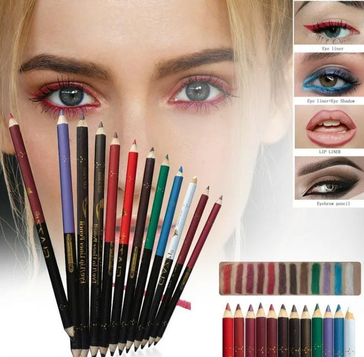 ( Pack of 12 )2 in 1 colors eye pencil multipurpose  Eye Pencil (Random color ) buy online in Pakistan