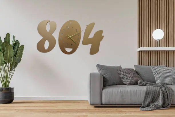 3d wall clock Wooden  Golden color  Wall Clock (804) buy online in Pakistan