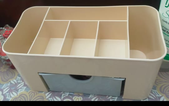 Plastic Makeup Storage Box With Small Drawer For Bathroom, Organizer Drawers, Makeup Brush Organizer Space- Saving Space Storage Box(random color) buy online in Pakistan