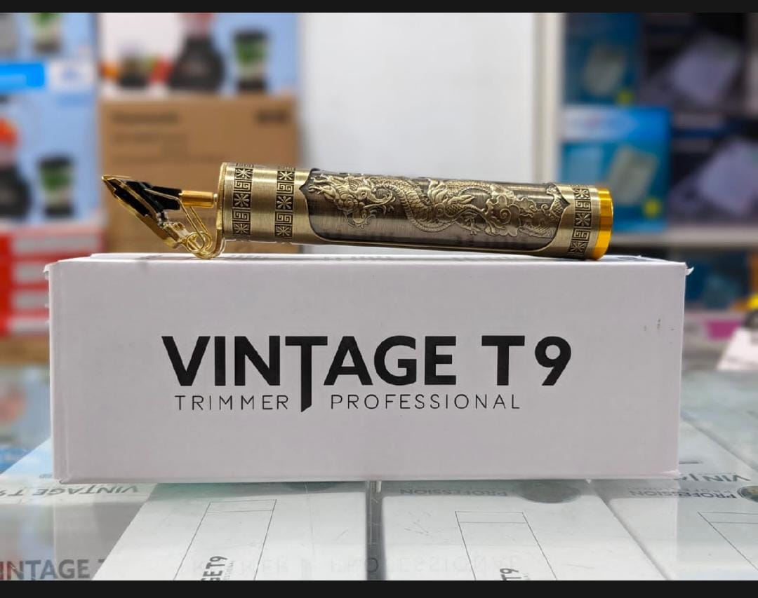 Metal Body - Vintage T9 Trimmer and Hair Clipper Cutting Machine For Men | Dragon Design | Golden Color Trimmer view 2