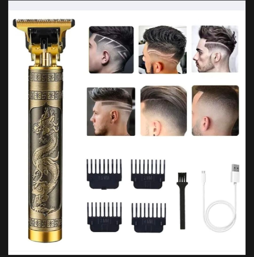 Metal Body - Vintage T9 Trimmer and Hair Clipper Cutting Machine For Men | Dragon Design | Golden Color Trimmer buy online in Pakistan