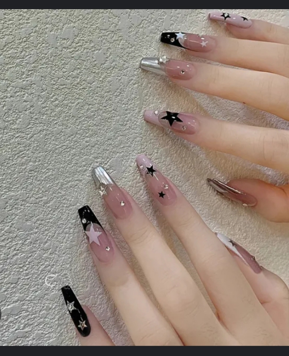 10 PCs Fake Nails False Nails Wearable Nails Stylish Pattern Artificial Nails | Fake Nails For Girls | Artificial Nails...