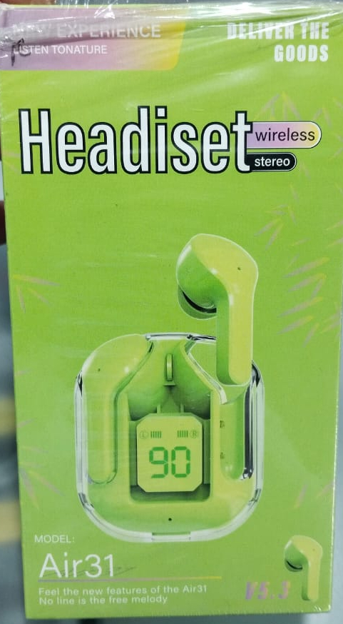 Air 31 Earbuds Wireless Earbuds With Crystal Transparent Case With Type-C Charging | Earbuds Bluetooth 5.3 - With Pouch - Random Color view 2