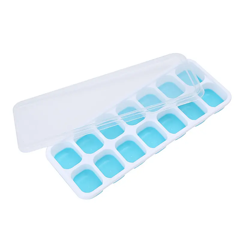 Silicone Ice Cube Trays with Lid (14 Large Cubes)(random color) view 3
