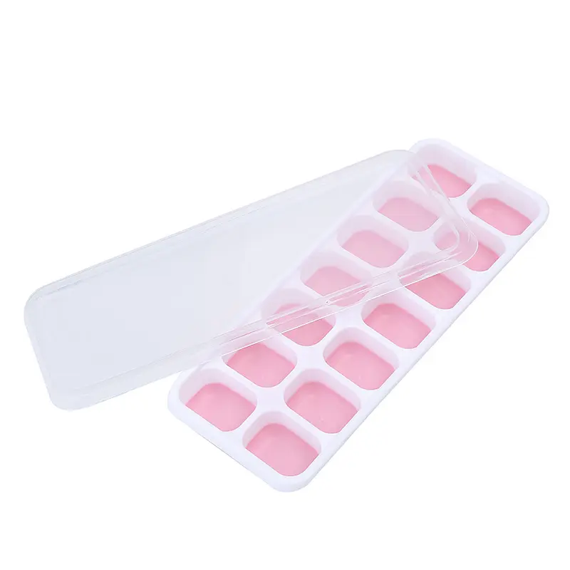 Silicone Ice Cube Trays with Lid (14 Large Cubes)(random color) view 2