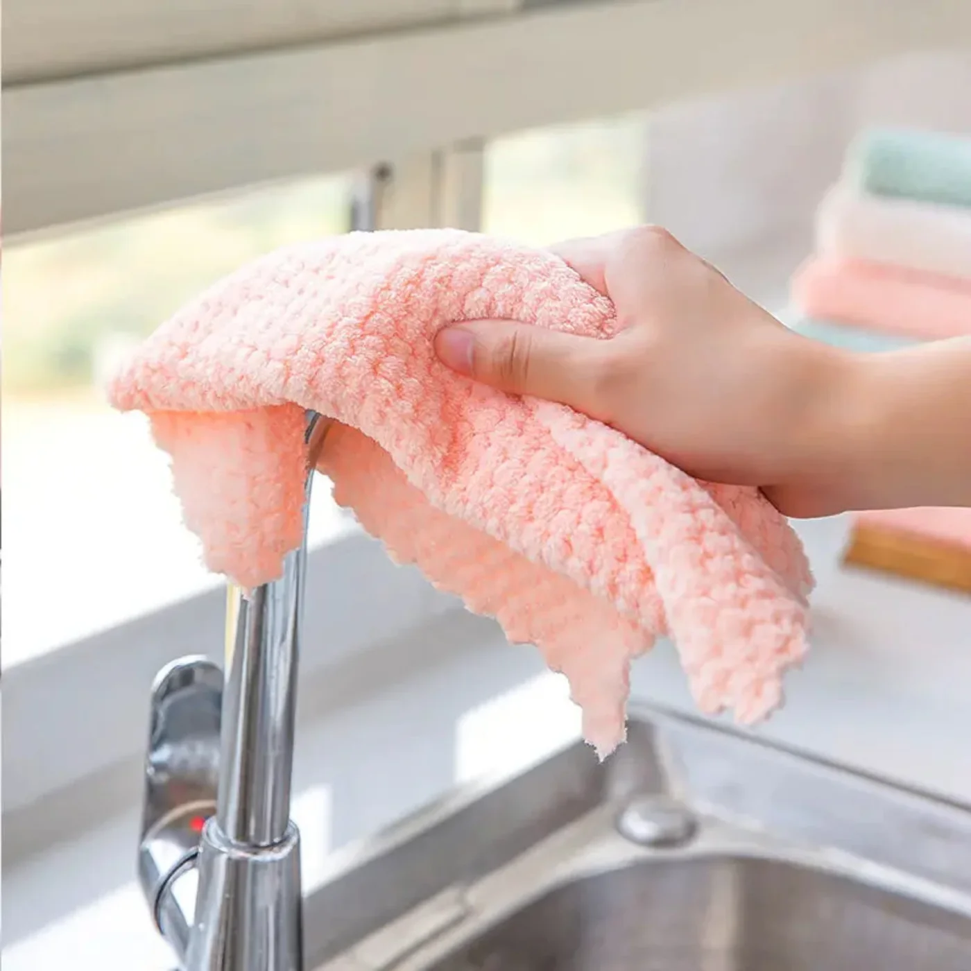 5-Pack Microfiber Kitchen Towels Super Absorbent, Fast-Drying Anti-grease Dish cloths
