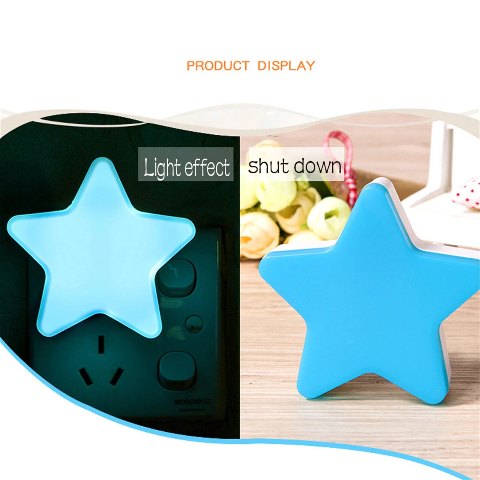 1 PC LED Night Light Sensor Control Night Lamp Energy Saving LED Sensor Lamp Star Shape Nightlight for Children Kids Bedroom Plug ( Random Color) buy online in Pakistan