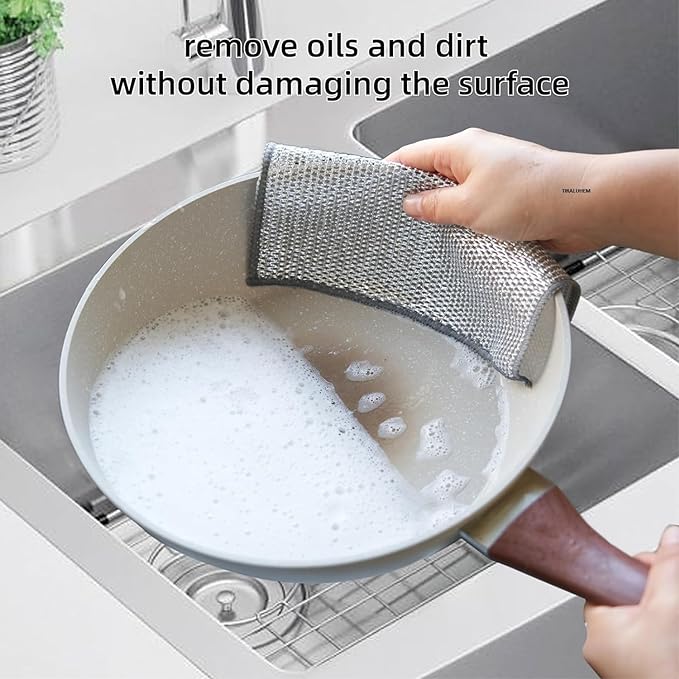 Combo Deal Disposable Food Cover Plastic Wrap 100 Pcs + 2 Pcs Dishwashing Rug | Reusable elastic food storage covers & Metal Wire Dish Washing Rugs For Kitchen buy online in Pakistan