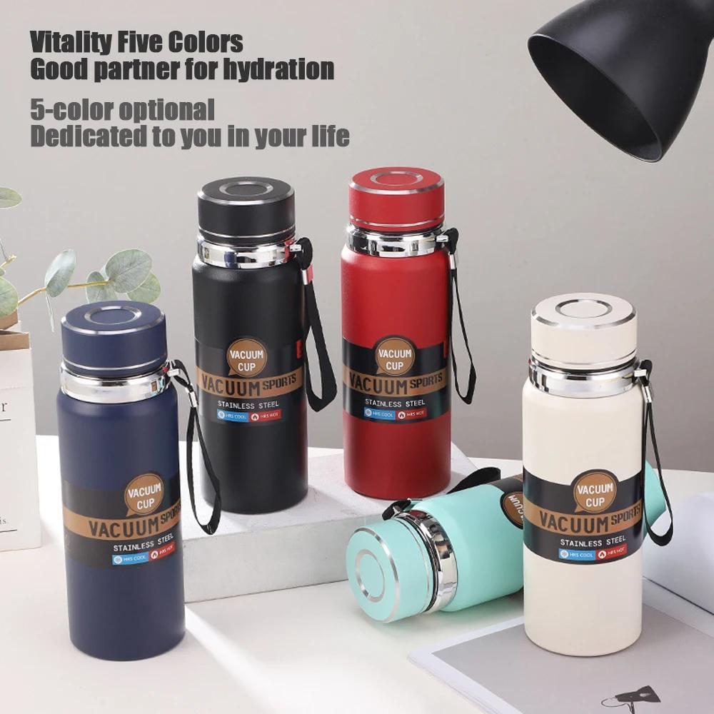 Stainless Steel Water Bottle with Digital Temperature Vacuum Insulated Water Bottle, Large Capacity, Outdoor Portable Sports Water Bottle With Rope Handle (Random Color) view 3