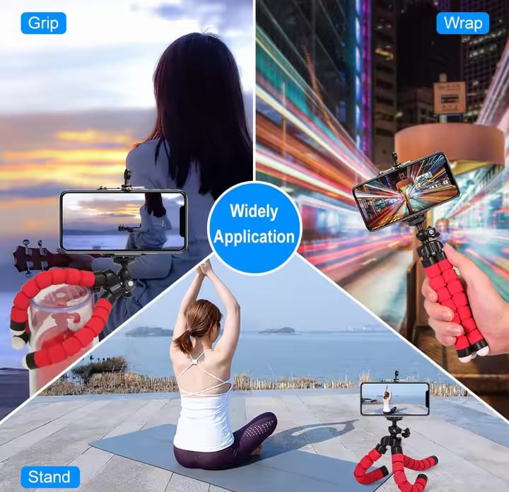 Adjustable Octopus mobile tripod plus holder Mobile Tripod Stand Flexible Tripod Stand With Mobile Holder (Random Color) view 2
