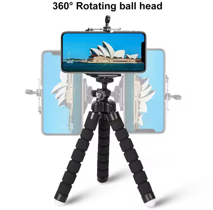 Adjustable Octopus mobile tripod plus holder Mobile Tripod Stand Flexible Tripod Stand With Mobile Holder (Random Color)