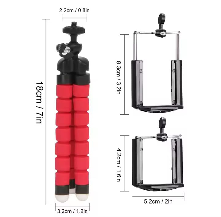 Adjustable Octopus mobile tripod plus holder Mobile Tripod Stand Flexible Tripod Stand With Mobile Holder (Random Color) view 3