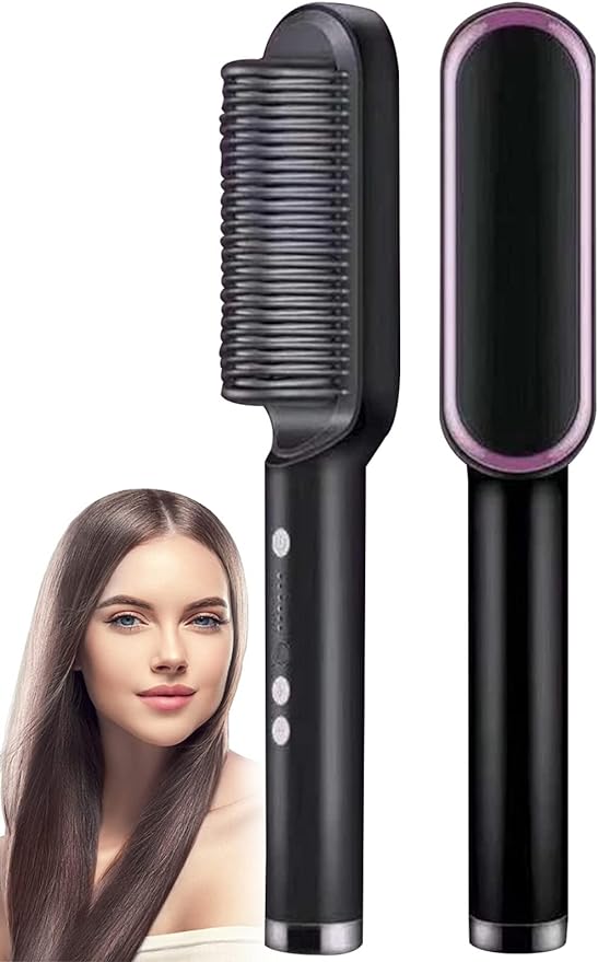 HQT-909B Electric Hair Straightening &amp; Curling Comb/Brush - Dual-Purpose Professional Hair Styler, Non-Damaging Splint, | 2 in 1 Hair Straightener | ( Random Color ) thumbnail 4