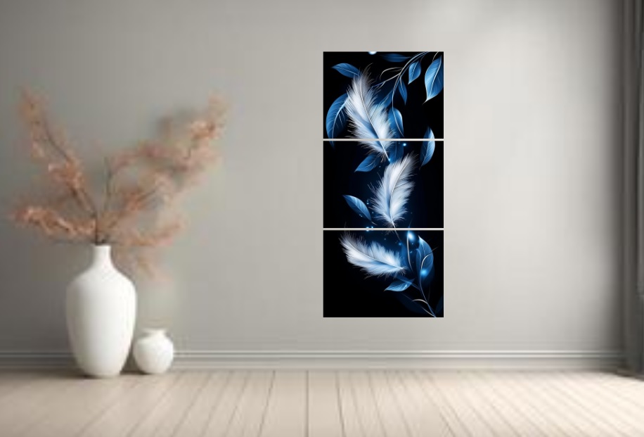 set of 3 leaf art wooden frames for wall decoration / sticky photo tiles buy online in Pakistan