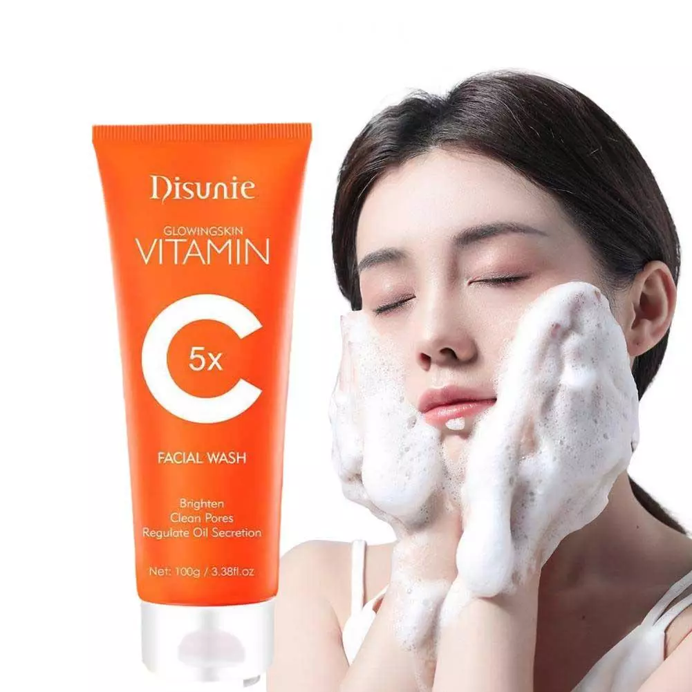 Disunie Vc Facial Wash Cleanser Oil Control Anti-acne Glowing Collagen Deep Clean | Disunie Glowing Skin Vitamin C Facial Wash | 100 Gram view 4