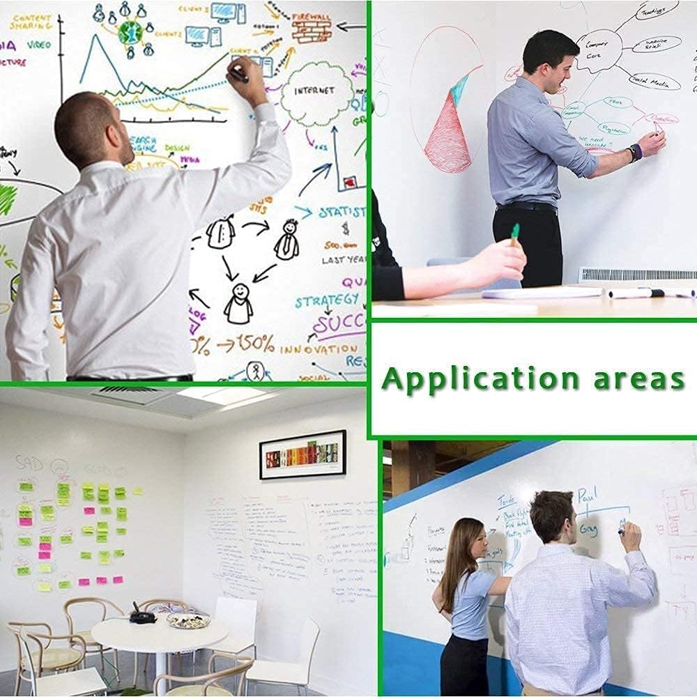 Self-Adhesive Whiteboard Wall Decal Sticker | Strong & Durable Dry Erase Wall Paper | Message Board Peel Stick White Board with 2 Marker for Kids Drawing buy online in Pakistan