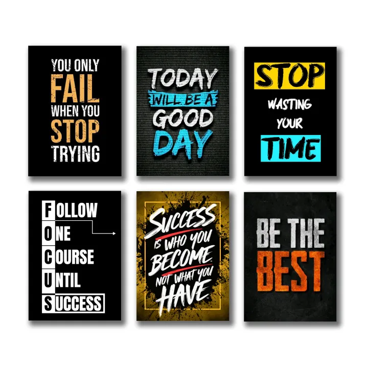 set of 6 Motivational wooden canvas frames for wall decore / sticky phototiles frames buy online in Pakistan