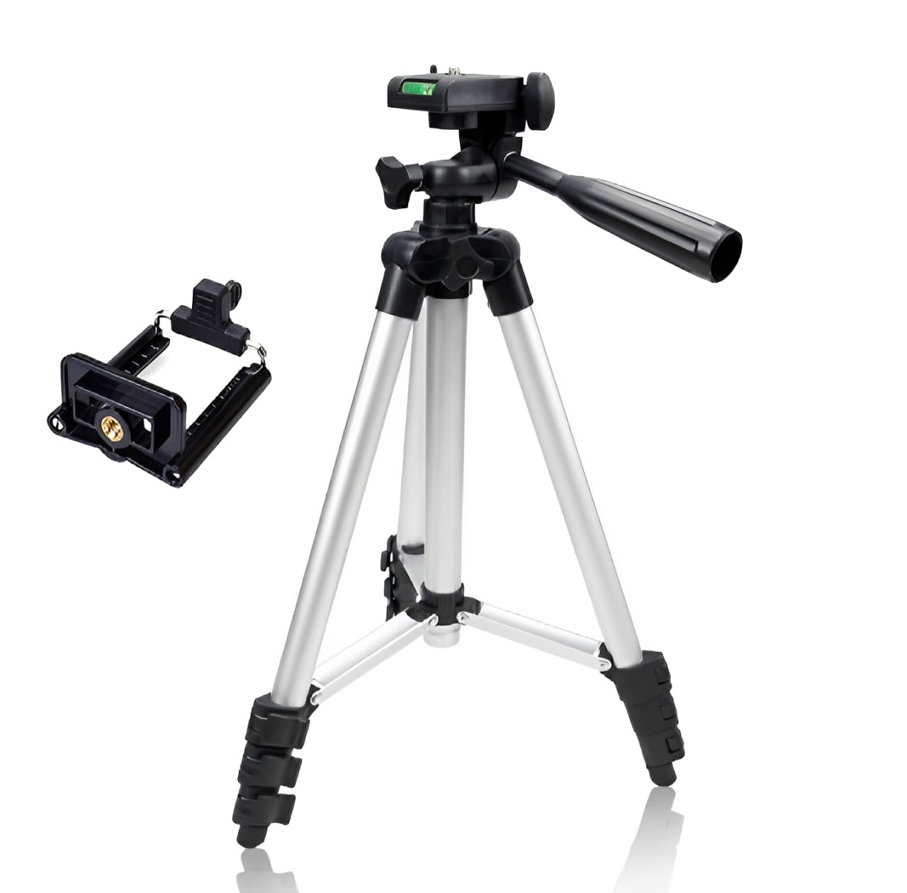 Adjustable Tripod Stand for Mobile Phones and Cameras with Mobile Holder, Portable DSLR Stand for Vlogging, Universal Silver Model 3110 and Bag buy online in Pakistan