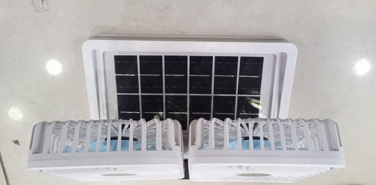 Double Head Solar Portable Desktop Air Conditioning Fan | Double Head Solar Fan - Rechargeable Fan Strong Cold Air Fast...