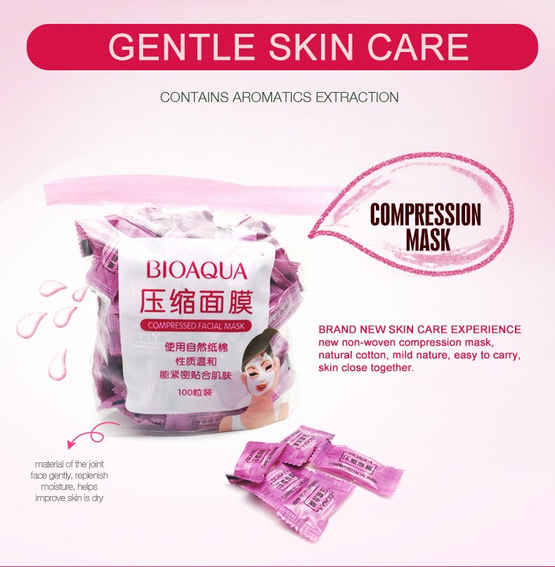 Pack of 50 BIOAQUA Compressed Facial Tablet Face Sheet | 50 Pcs Facial Tablets | Best Quality facial tablets buy online in Pakistan