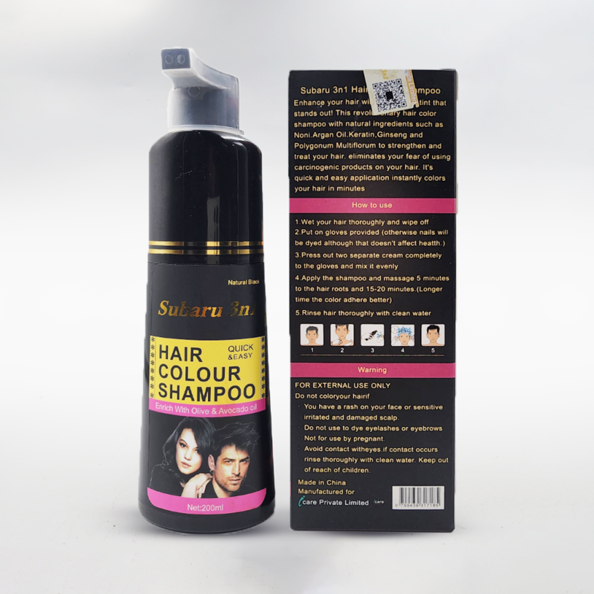 Subaru 3 in 1 Black Hair Color Shampoo | Hair Color Shampoo For Men & Women | Best Quality Shampoo - 200 ml view 2