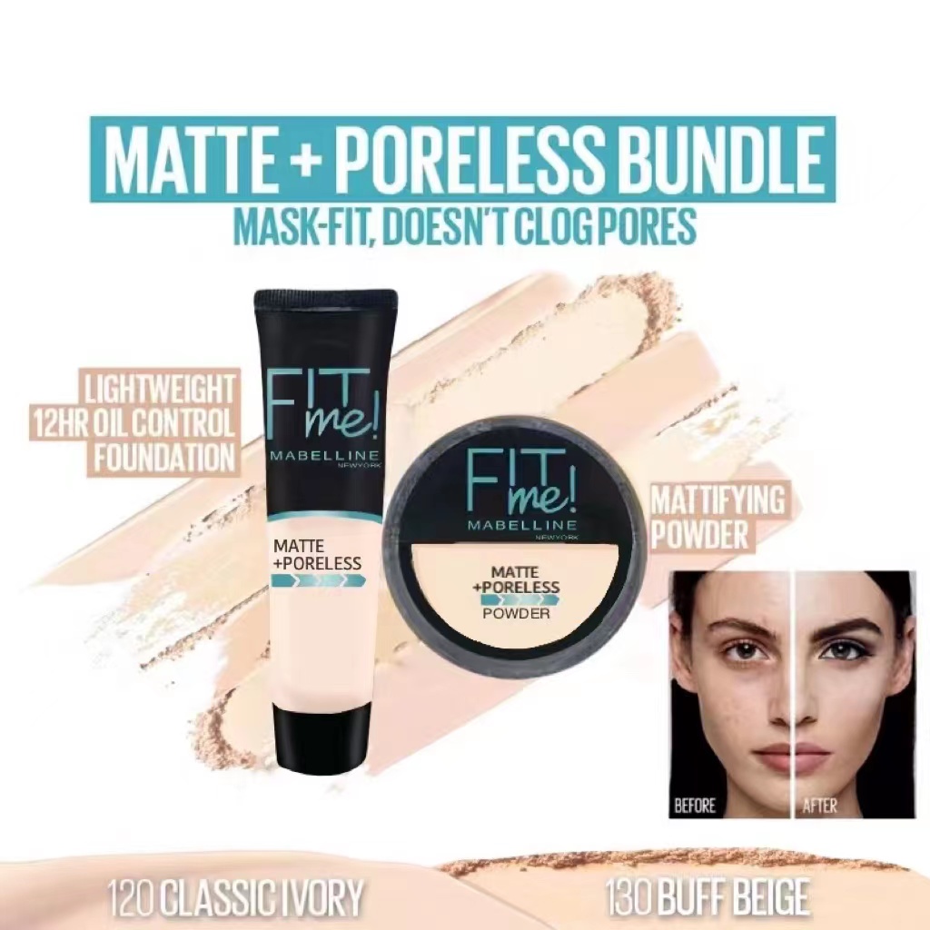 2-in-1 Makeup Deal – Liquid Foundation & Face Powder Combo for Smooth, Flawless Finish – Budget-Friendly Beauty Set - Ivory Shade buy online in Pakistan