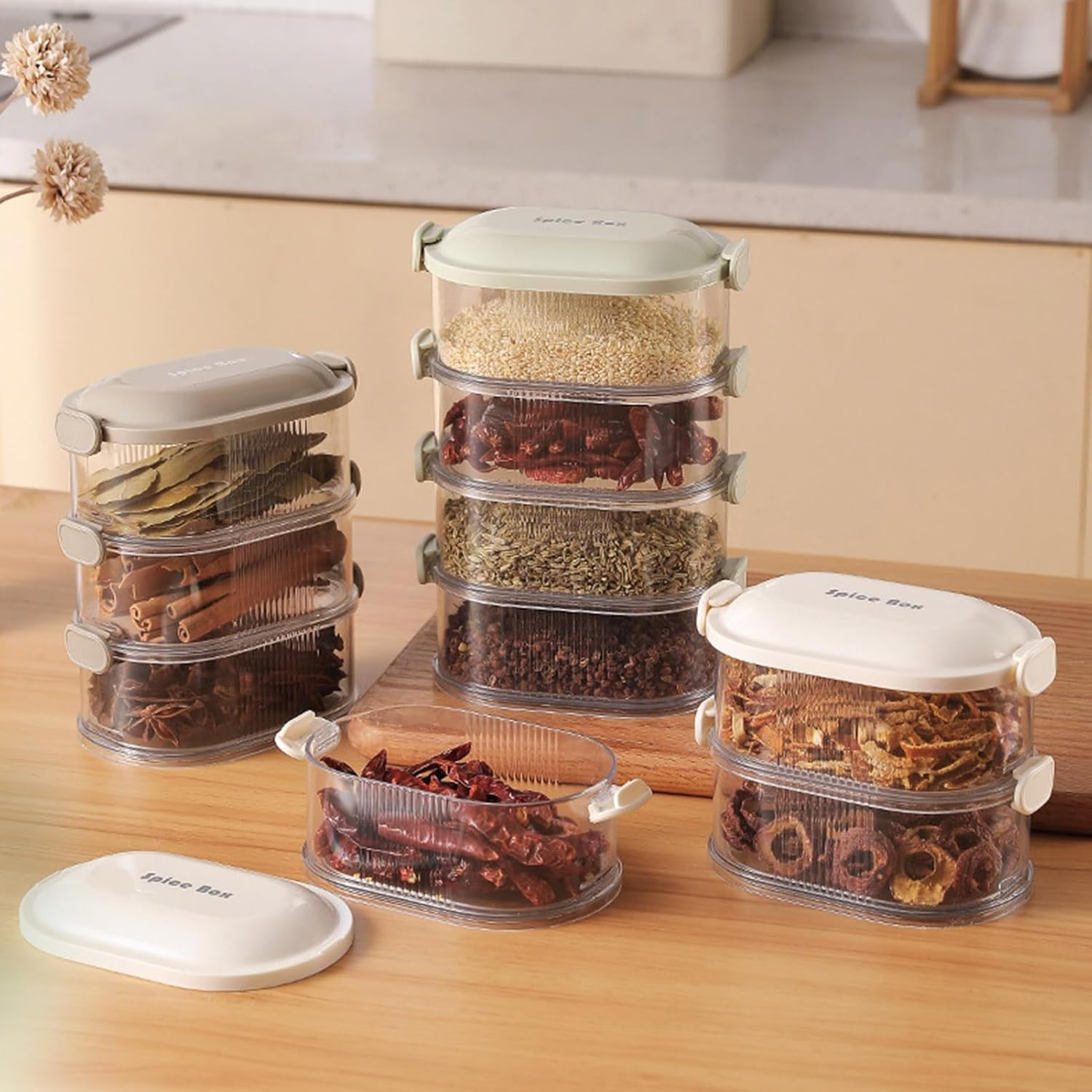 4 Layers Multi-Layered Seasoning Spice Storage Box, Seasoning Storage Box, Multi Tableware Set Accessories for Outdoor BBQ Picnic (random color) buy online in Pakistan