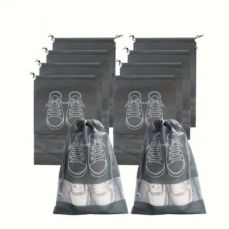 Pack of 01 - Shoe Bag for Travel & Home Storage – Dustproof Printed Shoe Organizer Pouch in Random Gray – Lightweigh...