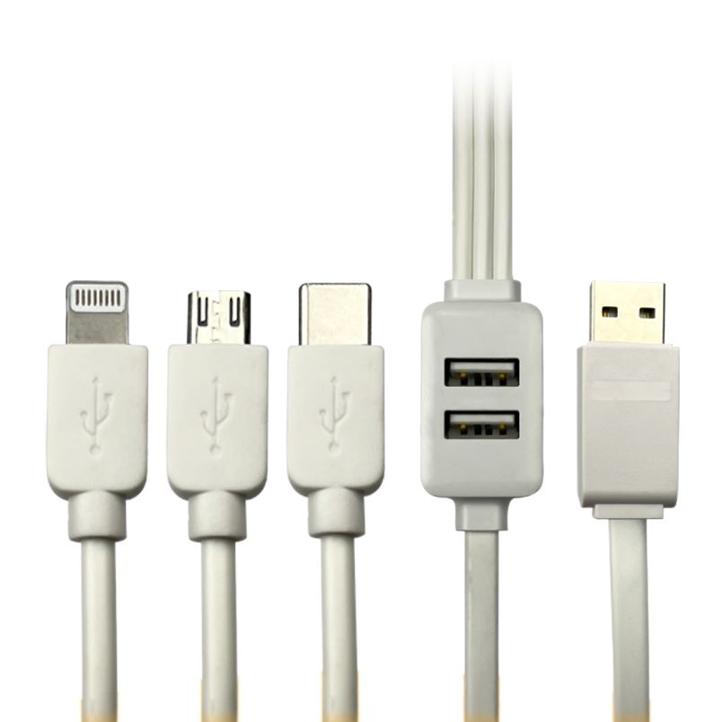 Vizo 5-in-1 Fast Data Cable Safety Fast Charging 5 in 1 USB Port 3 plugs and 2 USB ports Fast Data Cable buy online in Pakistan