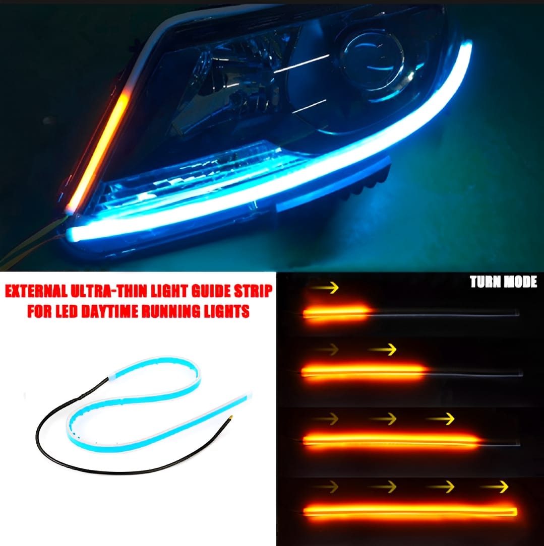 1 pair  White Color Audi-Style Flexible 60 cm Headlight DRL Light Strips with Running Indicators buy online in Pakistan