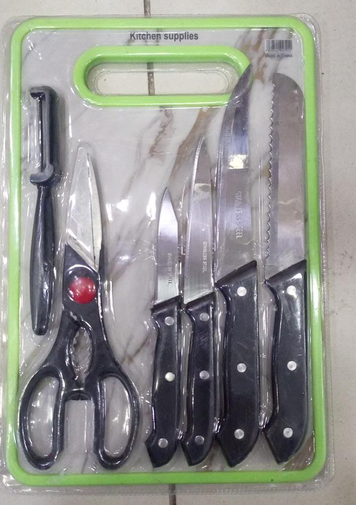 6 in 1 Stainless Steel Knives Set– For meat, bread, fruits, and vegetables | Kitchen Knife Set with Scissors, Peeler &am...