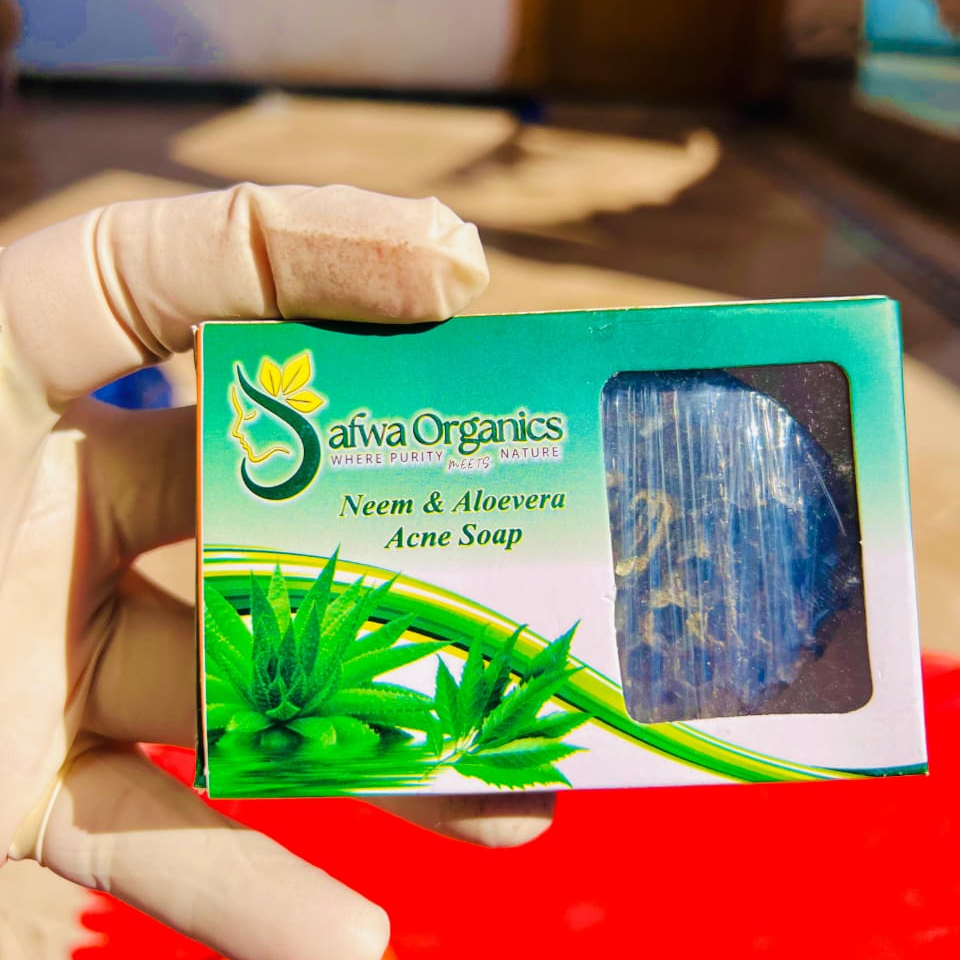 Safwa Organics Neem & Aloe Vera Handmade Soap – Acne-Fighting Natural Cleanser 100g buy online in Pakistan