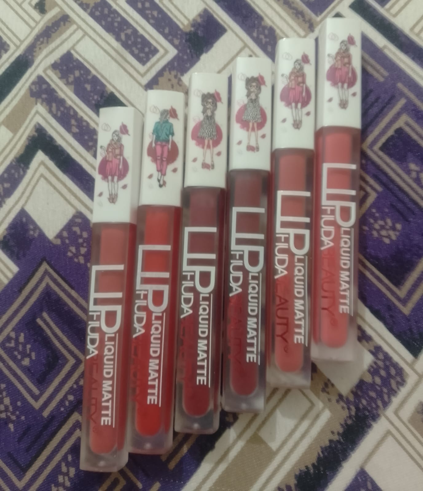 6-Piece Matte Lip Gloss Set – Multicolor Shades, Long-Lasting Liquid Formula, Velvet Finish - Random Shades (without box) buy online in Pakistan