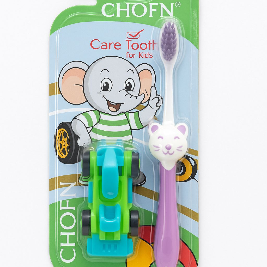 CHOFN Kids Toothbrush Set (3–12 Years) – Soft Bristles with Toy Car (Random Designs) buy online in Pakistan