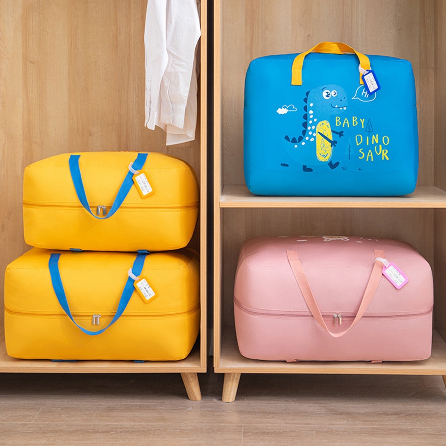 Adorable Baby Dinosaur-Themed Cloth Organizer and Storage Handbag – Portable, Lightweight, and Multi-Functional Nursery Storage Solution for Baby Essentials, Toys, Diapers, and Clothes - Random Color view 2