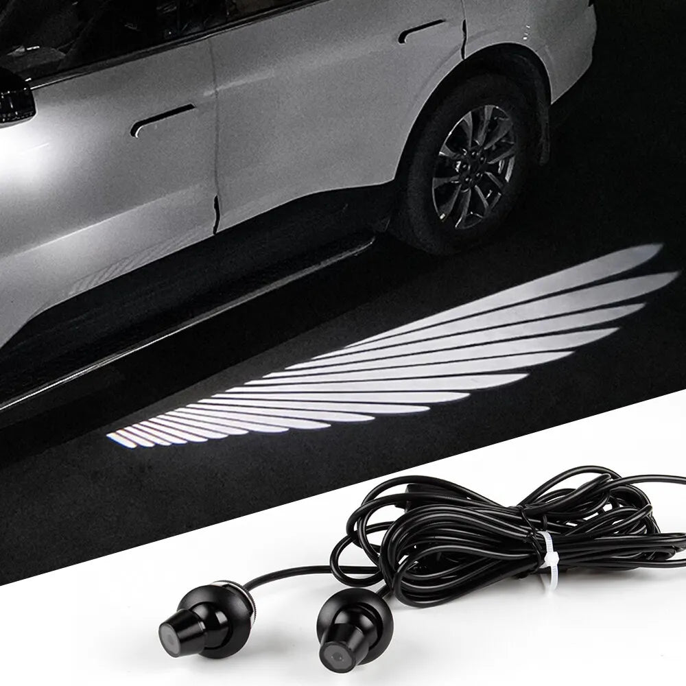 2 Pc Universal Car Rearview Mirror Side LED Angel Wing Light Dynamic Projection Lamp buy online in Pakistan