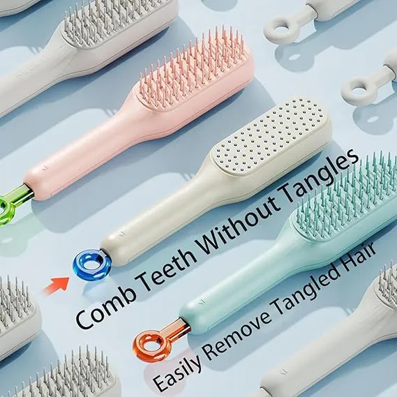 Magic Retractable Comb Self Cleaning Hair Brush Massage Anti-static Hair Smoothing Comb, Suitable for All Hair Types, Unisex (Random Color) view 2