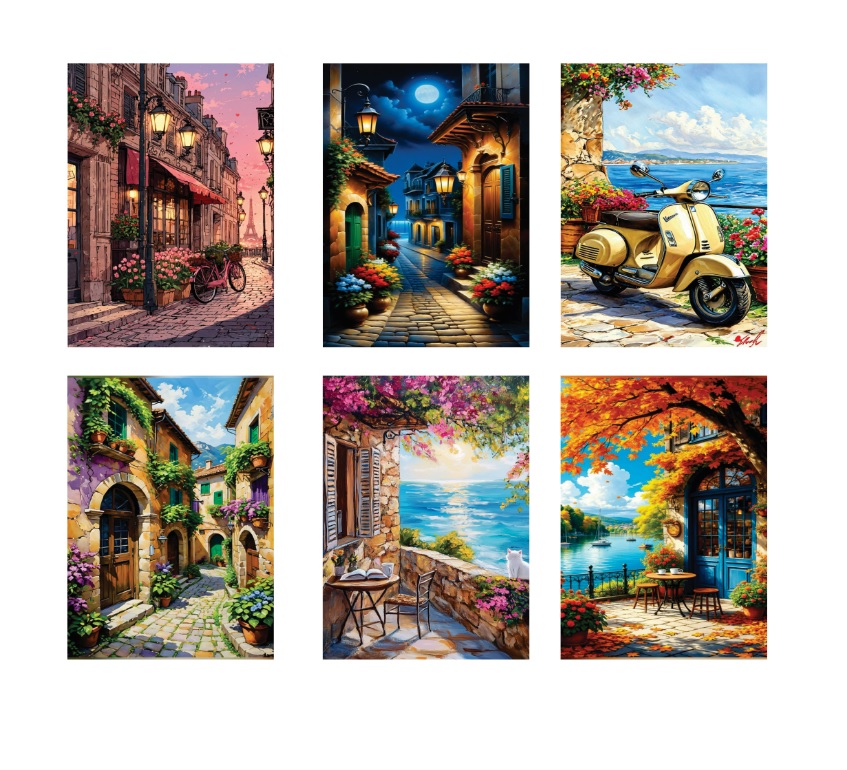 Pack Of 6 Sticky Wooden Canvas Frames For Wall Decore Aesthatic Art / Sticky Phototiles For Room Wall Decoration buy online in Pakistan