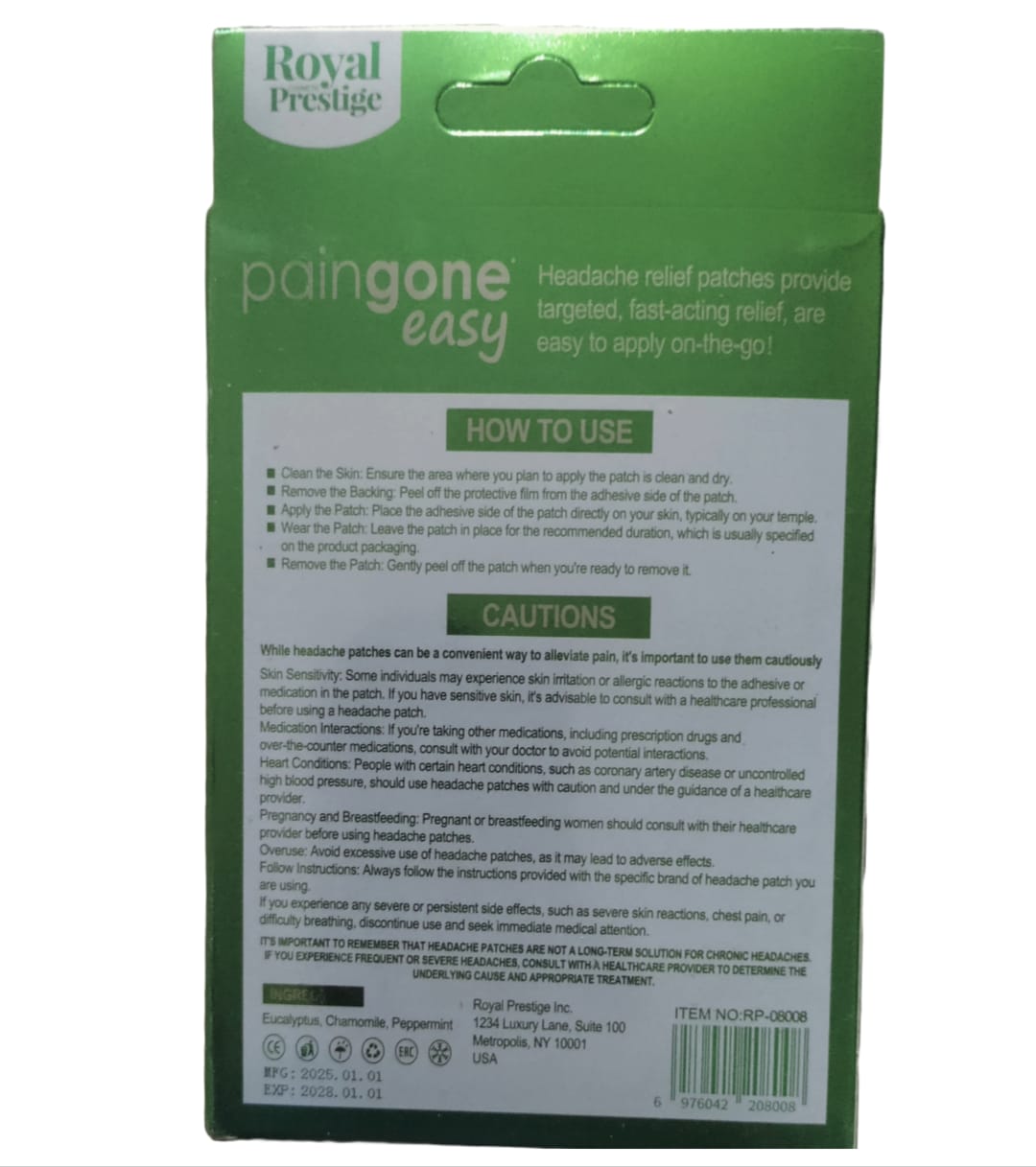 Paingone easy Headache Relief Patch for Temporary Relief of Headaches [10 Patches] buy online in Pakistan