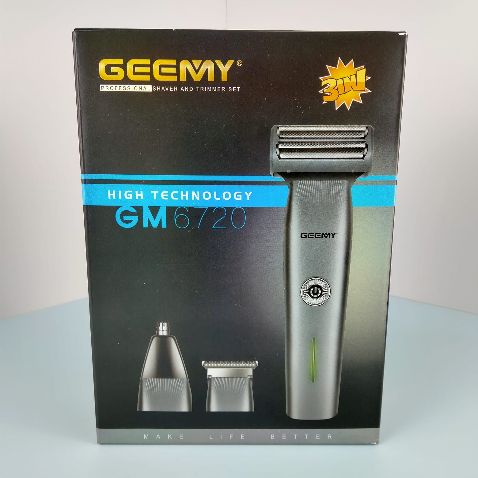 Geemy (GM7620)  3in1 Grooming Kit is rechargeable powerful trimmer for men / Sharp Trimmer Face Shaver for precise shaving buy online in Pakistan