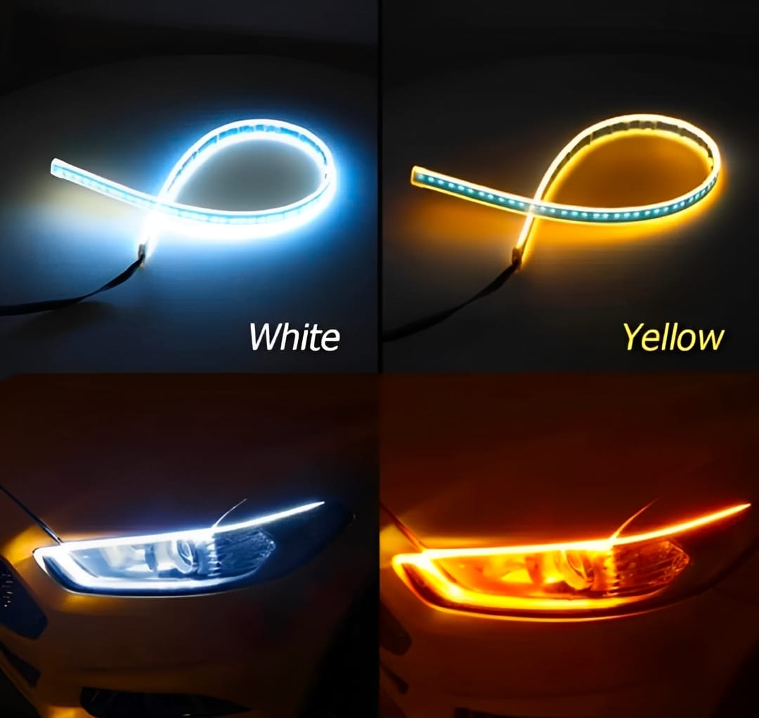 01 Pcs Trending Hub Universal Bike Strip Light – Dual Color Turn Signal (Yellow & White) | Best Quality Strip Light For Motorcycle | Strip Light For Bike buy online in Pakistan